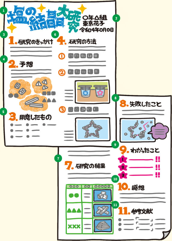 自由研究のまとめの例のイラスト