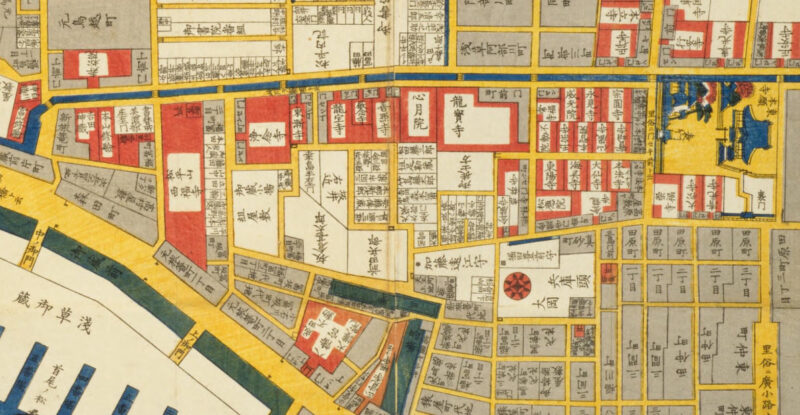 浅草の古地図
〔江戸切絵図〕 浅草御蔵前辺図（国立国会図書館所蔵）浅草寺