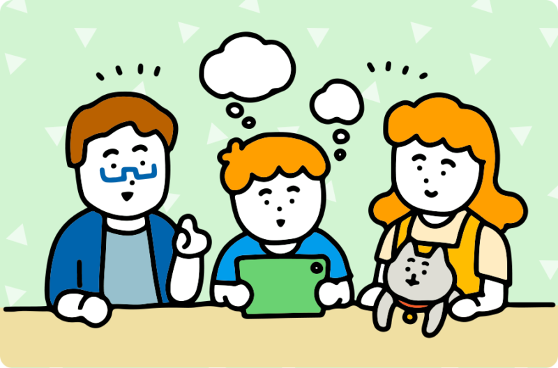 家族で話し合っている子ども
