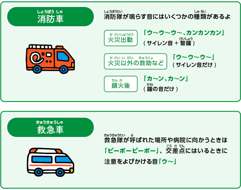 消防車と救急車のイラスト