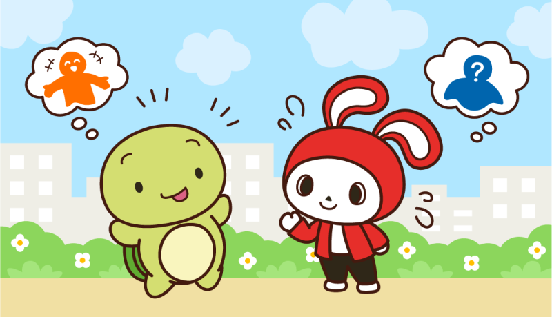 ぜんいちとマイッキーが話しているイラスト